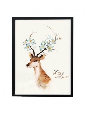 Nordic Small Fresh Wall Painting Decorative UnFramed Artwork For Home, Sika Deer