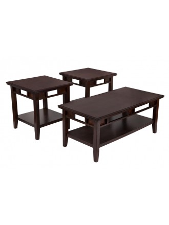 Signature Design by Ashley Logan - 3 Piece Occasional Table Set Dark Brown