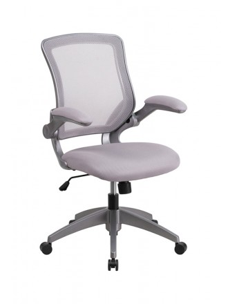 Flash Furniture Mid-Back Gray Mesh Swivel Task Chair With Gray Frame And Flip-Up Arms BL-ZP-8805-GY-GG