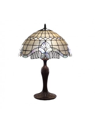 Tiffany-style Pearl White Baroque Table Lamp