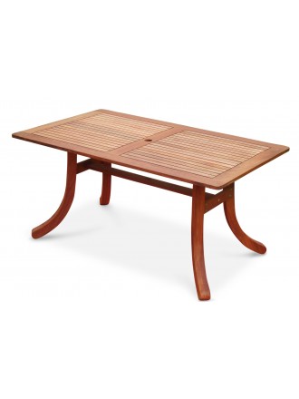 Outdoor Eucalyptus Wood Rectangular Table with Curvy Legs
