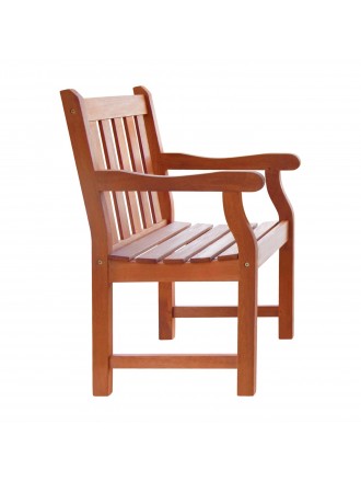 Outdoor  Eucalyptus Wood Arm Chair Slat Back
