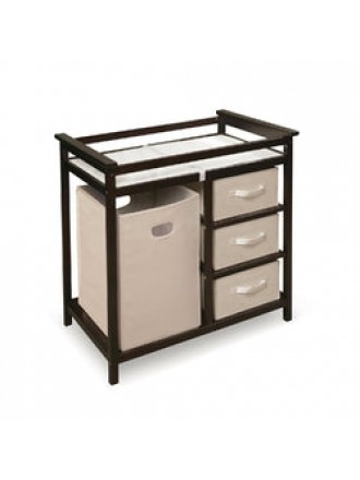 Baby Changing Table with 3 Baskets and Hamper in Espresso