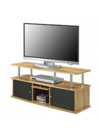 Modern 50-inch TV Stand in Light Oak / Black Wood Finish