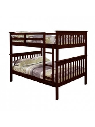 Solid Wood Full Over Full Bunk Bed in Cappuccino Finish