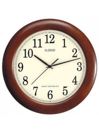 12.5-inch Atomic Analog Wall Clock with Wood Finish Frame