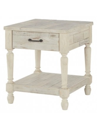 Cottage Style 1-Drawer End Table Nightstand in White Wood Finish