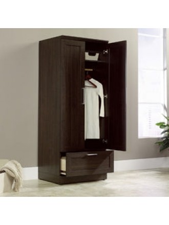 Bedroom Wardrobe Armoire Cabinet in Dark Brown Oak Wood Finish