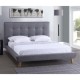 Queen Modern Grey Linen Upholstered Platform Bed with Button Tufted Headboard