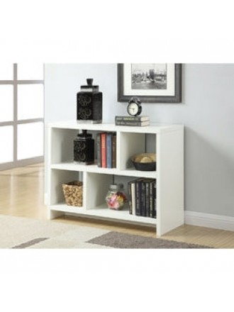 White 2-Shelf Modern Bookcase Console Table