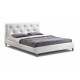 Barbara White Modern Bed with Crystal Button Tufting - Queen Size