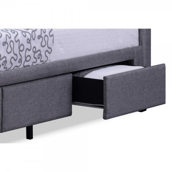 Baxton Studio Armeena Grey Linen Modern Storage Bed with Upholstered Headboard - King Size