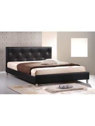 Barbara Black Modern Bed with Crystal Button Tufting - Queen Size