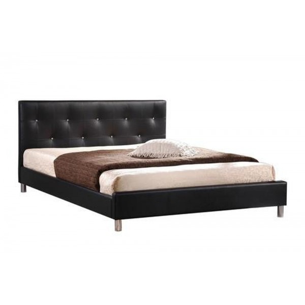 Baxton Studio Barbara Black Modern Bed with Crystal Button Tufting - Full Size