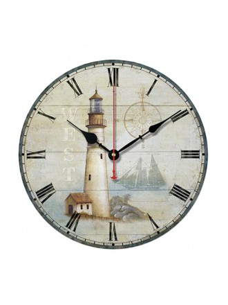 10" Retro Unique Lighthouse Wall Clock Decor Silence Hanging Clock, H