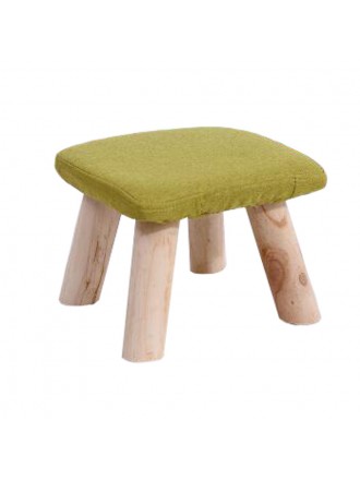 Household Stool Footstool Bench Seat Foot Rest Ottoman Detachable Cover, 4 Legs, Green