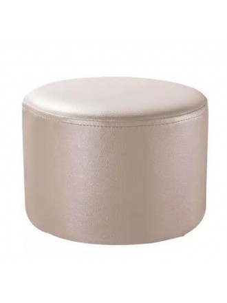 Round Faux Leather Modern Small Stool Shoes Stool  Sofa Pier Ottoman Stool, Beige