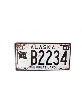 [ALASKA] Wall Decor Tin Metal Drawing Old License Number Prints