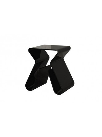 Baxton Studio Acrylic Black End Table with Magazine Rack