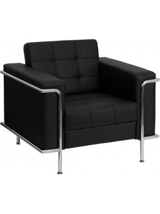 HERCULES LESLEY SERIES CONTEMPORARY BLACK LEATHER CHAIR WITH ENCASING FRAME