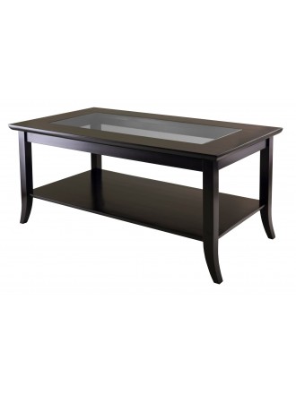 Genoa Rectangular Coffee Table with Glass top and Shelf