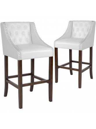 2 Pk. Carmel Series 30"" High Transitional Tufted Walnut Barstool with Accent Nail Trim