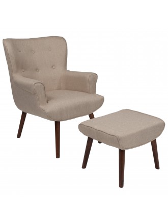 Bayton Upholstered Wingback Chair with Ottoman