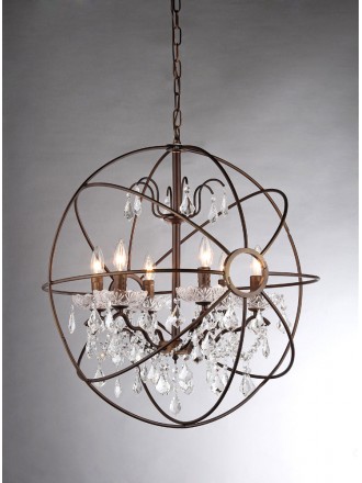 Edwards Antique Bronze and Crystal 24-inch Sphere Chandelier