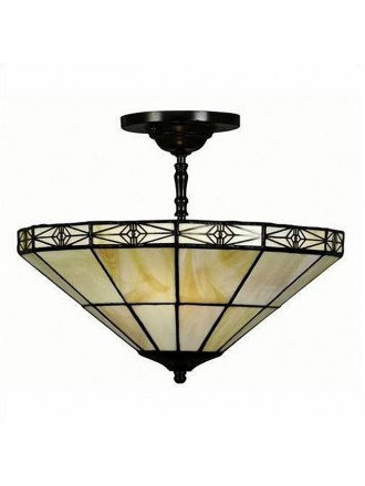 Tiffany-style Geometric Mission-style Hanging Lamp