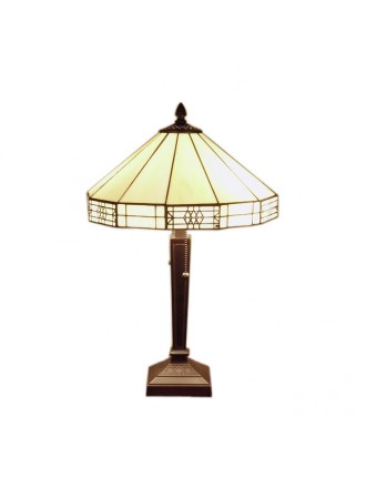 Tiffany-style Mission Yellow White Table Lamp