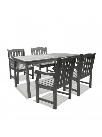 Renaissance Rectangular Table & Arm ChairOutdoor Hand-scraped Hardwood Hardwood Dining Set 4