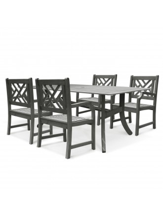Renaissance Rectangular Table & Arm ChairOutdoor Hand-scraped Hardwood Hardwood Dining Set 2