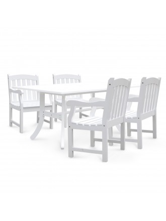 Bradley Rectangular and Curved Leg Table & Arm ChairOutdoor Wood Dining Set 6