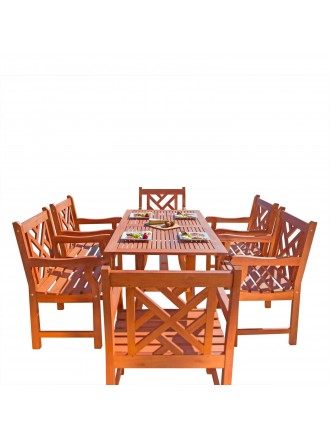 Malibu Eco-Friendly 7-Piece Wood Outdoor Dining Set V189SET9