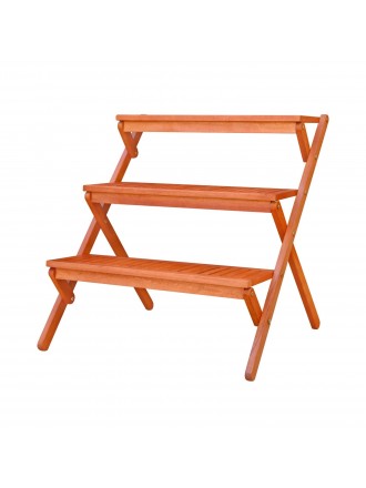 Outdoor Wood Three-Layer Plant Stand