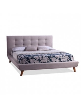 Full size Modern Classic Beige Linen Upholstered Platform Bed with Button Tufted Headboard