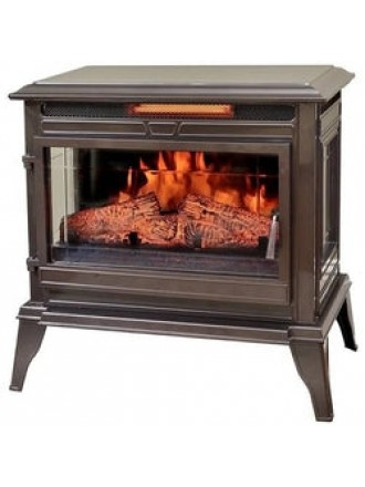 Bronze Portable Electric Fireplace Stove Infrared Heater
