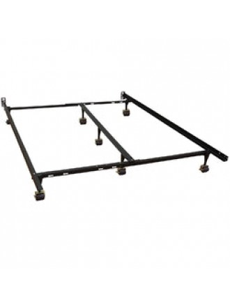 California King size Metal Bed Frame with 7-Legs and Locking Rug Rollers Wheels