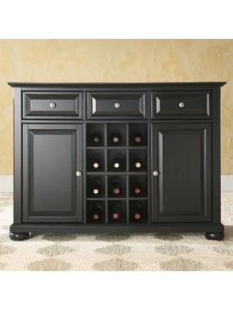 Black Dining Room Buffet Sideboard Cabinet with Wine Storage
