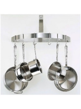 Wall Mount Half Circle Pot Rack in Brushed Stainless Steel