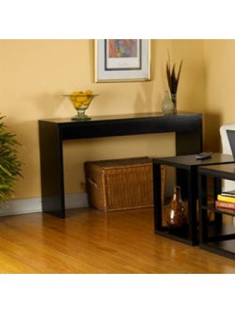 Contemporary Espresso Black Wood Grain Sofa Table Living Room Console Table