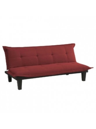 Contemporary Futon Style Sleeper Sofa Bed in Red Microfiber