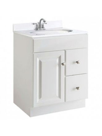 24-inch Modern Bathroom Vanity Cabinet Base in White Semi-Gloss