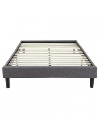 Full size Upholstered Platform Bed Frame with Padded Grey Upholstery