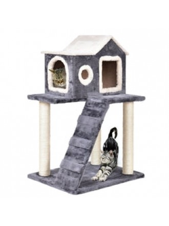 Gray 36 Inch Tower Condo Scratching Post Ladder Cat Tree House