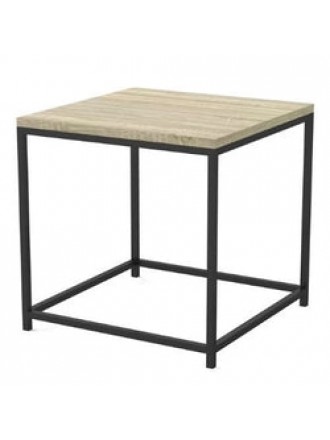 Modern Metal Frame End Table Nightstand with Taupe Finish Wood Top Side Table