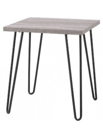 Modern Classic Vintage Style End Table with Wood Top and Metal Legs
