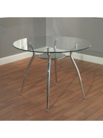 Round Glass Top Dining Table with Chrome Plated Metal Frame
