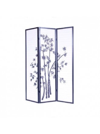 3-Panel Asian Shoji Screen Room Divider with Bamboo Print