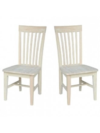 Set of 2 - Mission Style Unfinished Wood Dining Chair with High Back